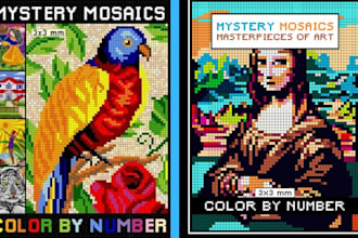 create mystery mosaic color by number coloring page for adult and children