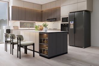 do kitchen and dining room interior design and render