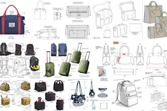 design your backpack, handbag, bag, wallet, and luggage, and make a tech pack