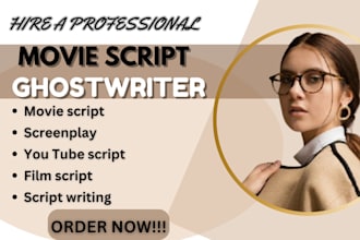 be your comedy script writing, movie script,  wedding speech, film script
