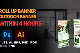 design a roll up banner, stand banner, pull up banner, out door stand banner