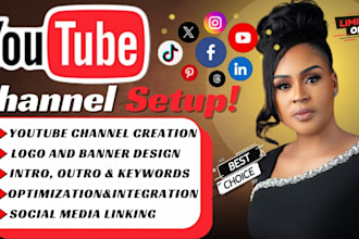 create and setup youtube channel shop setup logo banner intro and outro