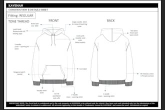 create a clothing fashion tech pack with your sketch for manufacturer