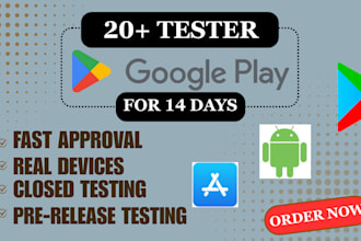 provide active 12 or 20 testers for google play console for closed testing