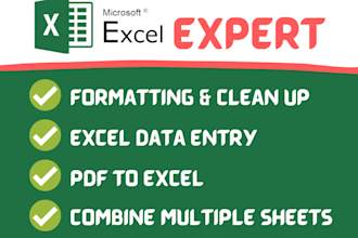 do excel data clean, organize, merge, split and formatting