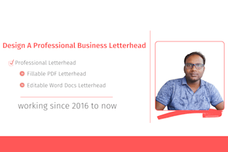design a professional business letterhead, editable word or fillable PDF format
