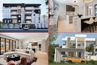 do exterior interior design, 3d render for homes commercial building city permit