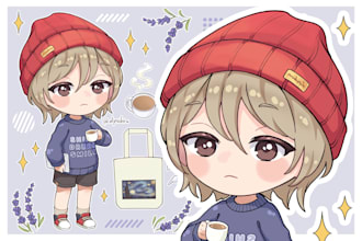 draw a cute chibi anime art profile pic, avatar, original character