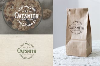 design a vintage floral granola or artisan food brand logo