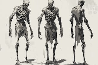 make sketches of sci fi and horror character in unique style