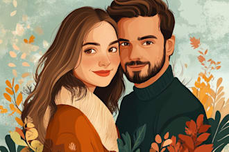 do your photo into couple portrait illustration for gift