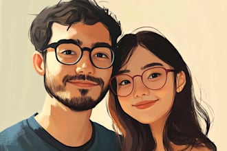 draw your couple portrait illustration
