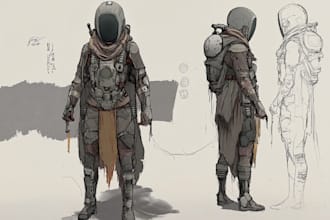 make your characters sci fi fantasy or cyberpunk sketch