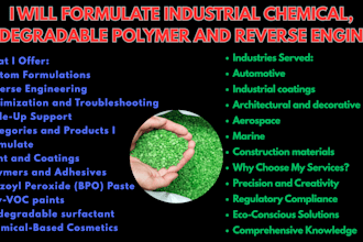 formulate industrial chemical, biodegradable polymer and reverse engineer