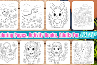 design unique coloring pages and activity books for kids and adults for KDP