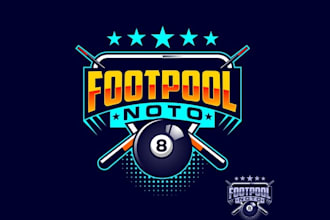 design retro arcade emphasis soccer ball billiards logo