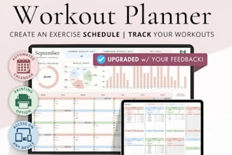 design workout tracker gym checklist fitness journal planner exercise log ebook