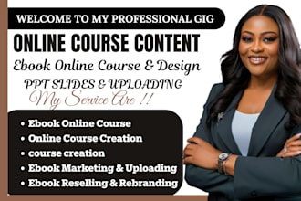 create ebook, online course content, teachable course creation workbook design