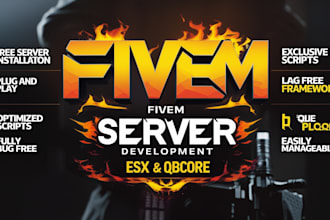 create custom fivem esx server or qbcore with premium script
