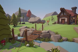 create 3d stylized environment level design 3d scene game environment in blender