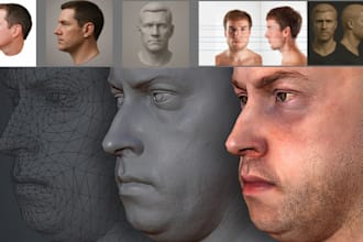 realistic 3d head model in zbrush face sculpt bust modeling stl file 3d printing