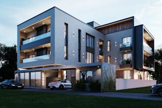 buildup 3dcondominium apartment, villa house, interior cgi, night trending, cad