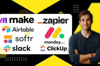 setup airtable softr clickup monday n8n slack zapier webhooks make automation