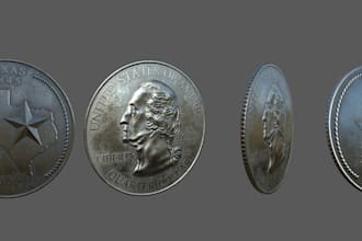 3d coin model, base relief, 3d sculpt, 3d printing, realistic model, 3d model