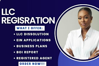 be your registered agent for US llc registration, ein, itin tax id, dissolve llc