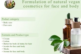 develop formulation for cosmetics skin care hair care body care products