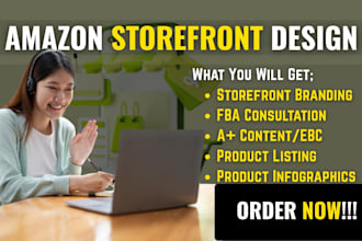 design amazon storefront, aplus content and do product listing with SEO for fba