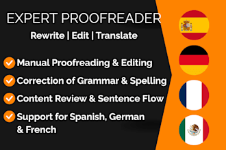 proofread, edit, rewrite your spanish, german, french legal documents, book