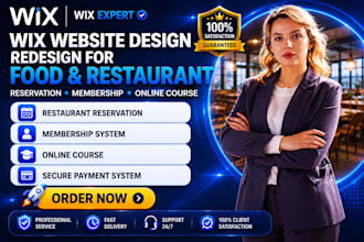 wix website design redesign food restaurant reservation membership online course