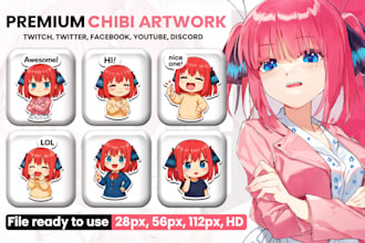 draw custom cute anime chibi characters and emotes