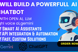 develop custom ai chatbot using langchain,open ai llm,gemini,ghl voice ai