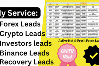 provide hot quality forex trader leads, crypto email list, binance coinbase lead