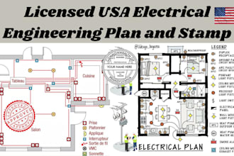 do usa ca, il, fl, pa, tx electrical engineering plan and licensed stamp