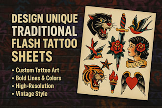 create flash tattoo design, traditional style tattoo, design flash tattoo sheet