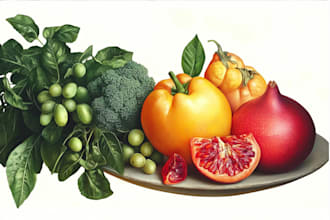 illustrate fruit, plant, or anything in digital watercolor