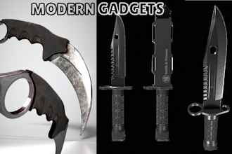 do 3d game weapon modeling, realistic weapon model 3d gun low poly unity weapons
