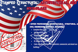 pe stamped structural drawing architectural  civil plan for florida , texas ,nc