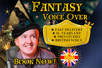 record studio quality fantasy human male british voice over