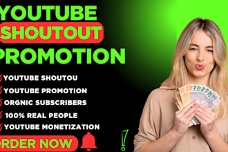 do youtube shoutout, organic subscribers for superfast growth video promotion