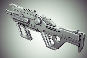 create 3d gun, sci fi gun, mini gun,hand connon, sniper, timer bomb, 3d weapons