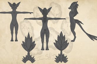 model your furry avatar and draw your reference sheet for fursona fursuit nsfw
