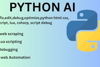 edit, debug code in python, javascripting, sql, keras, lua, php nodejs, csharp