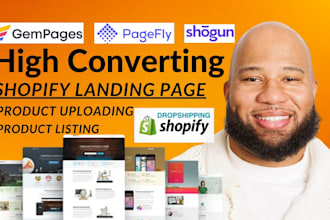 clone, build shopify landing page store products page on gempages pagefly shogun