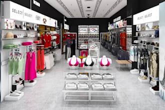design 3d clothing store,furniture materials,cgi floor rendering,checkered tiles