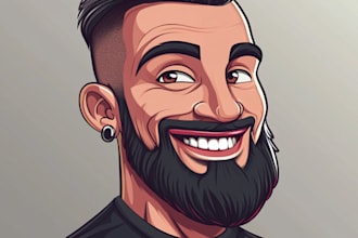 do cartoon portrait illustration, family caricature