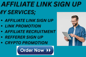 affiliate referral link promotion and affiliate link sign up